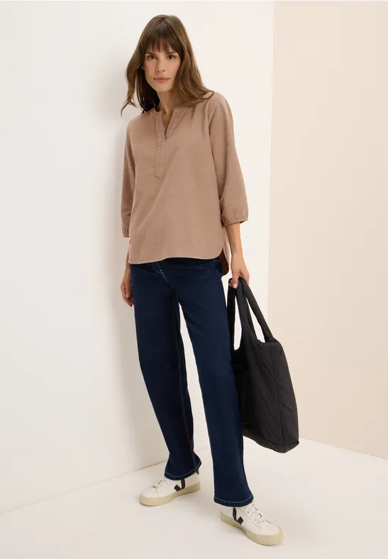 Lässige Kordbluse mit Schlitzkragen