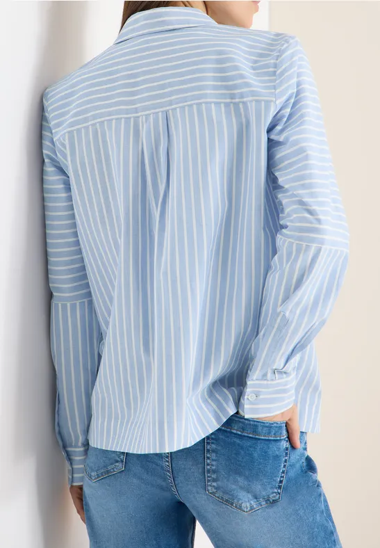 Gestreifte Baumwoll-Bluse mit Knopfleiste