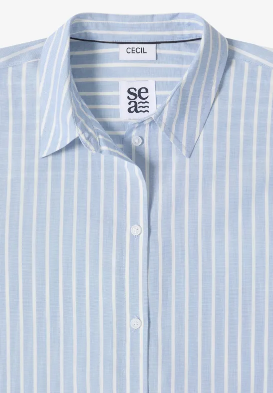 Gestreifte Baumwoll-Bluse mit Knopfleiste