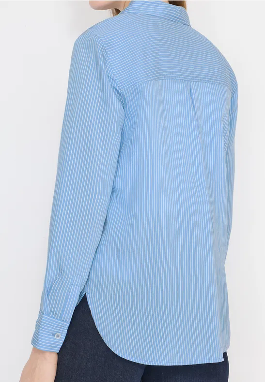 Gestreifte Baumwoll-Bluse mit Knopfleiste