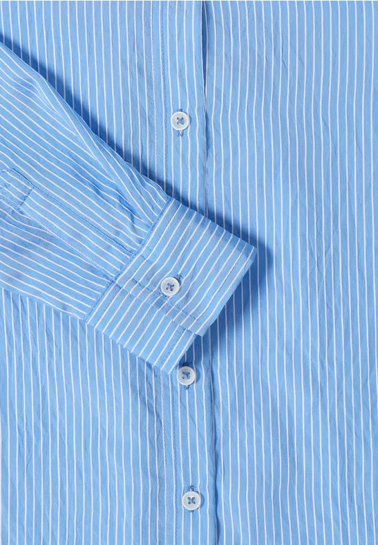 Gestreifte Baumwoll-Bluse mit Knopfleiste