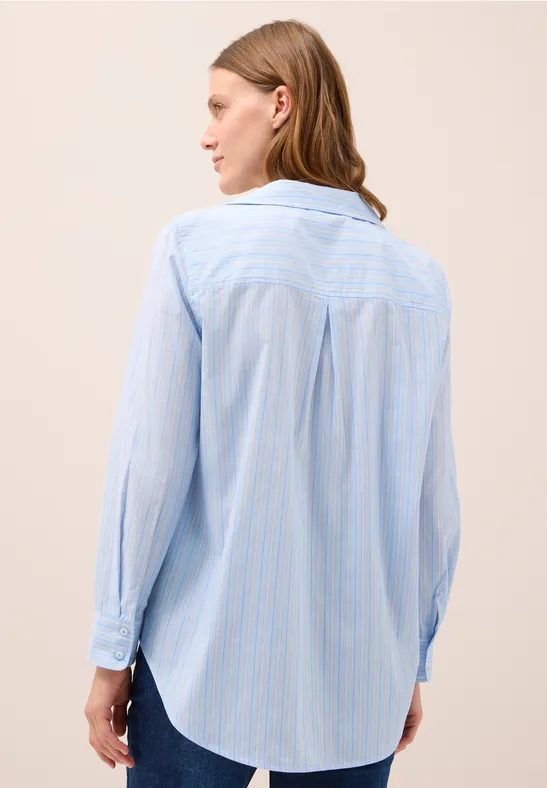Gestreifte Baumwoll-Bluse mit Knopfleiste
