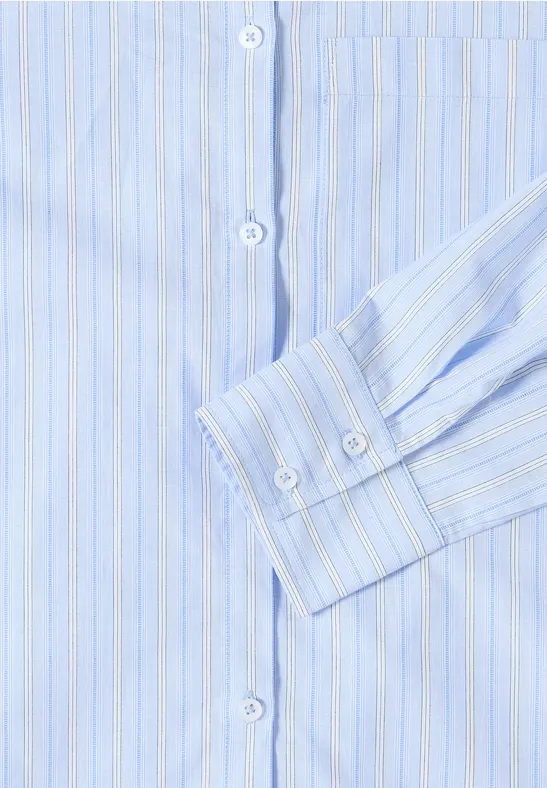 Gestreifte Baumwoll-Bluse mit Knopfleiste