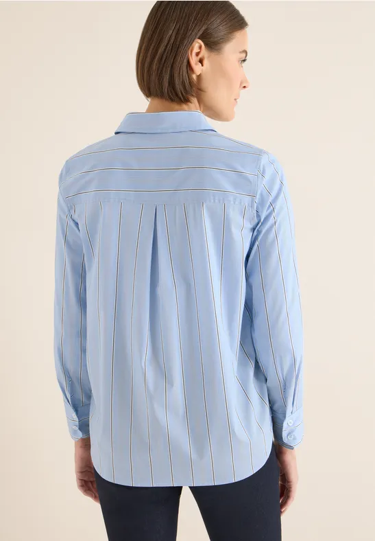 Gestreifte Baumwoll-Bluse mit Knopfleiste