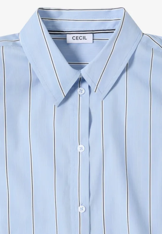 Gestreifte Baumwoll-Bluse mit Knopfleiste