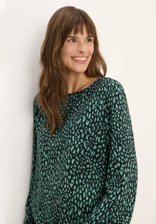 Langarm-Printbluse mit Tunnelzug