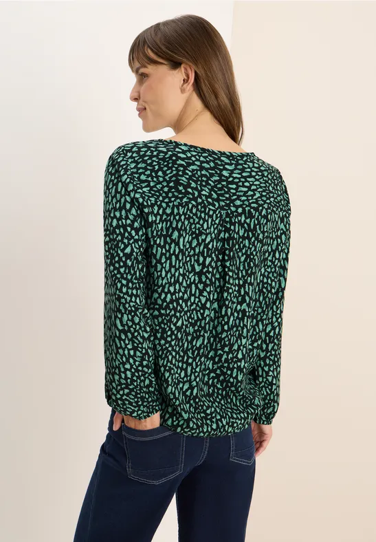 Langarm-Printbluse mit Tunnelzug