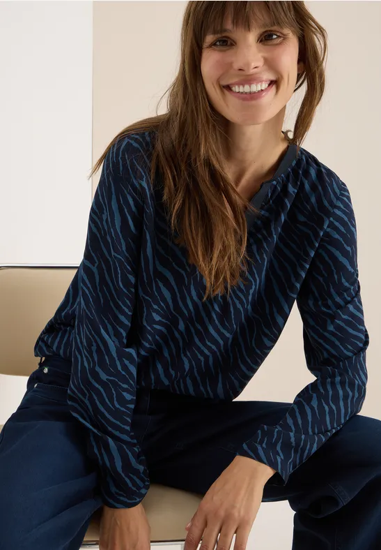Langarmbluse mit Zebra-Print