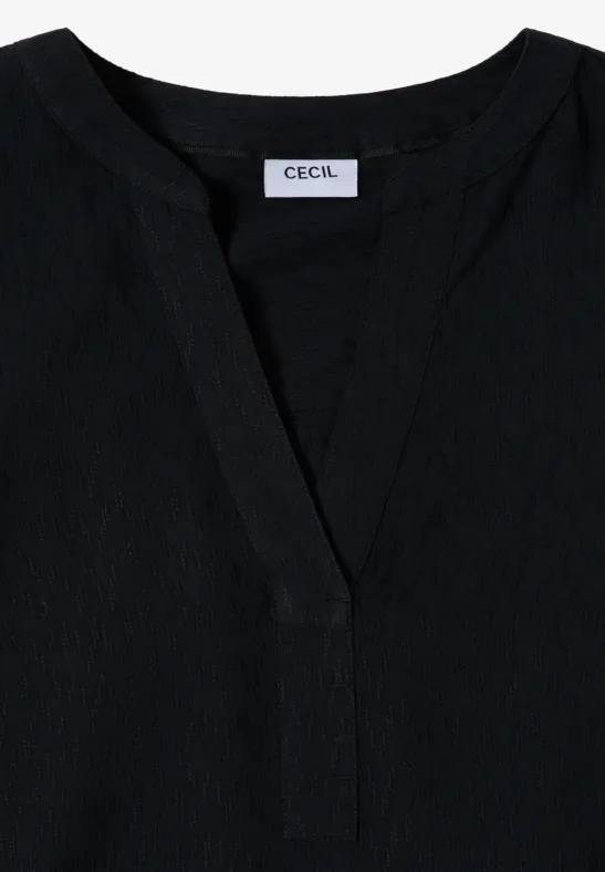 Elegante einfarbige Bluse mit Schlitzkragen