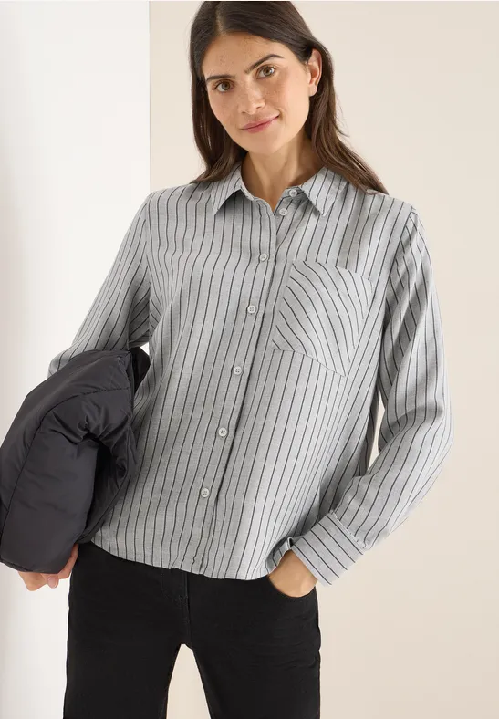Gestreiftes Flanellhemd mit Brusttasche