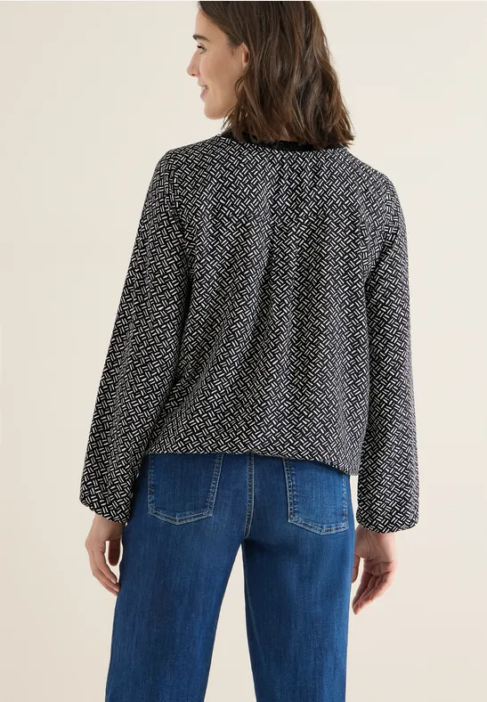 Geometrische Print Langarm Bluse