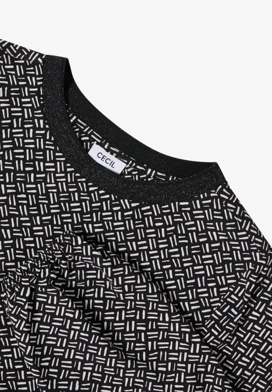 Geometrische Print Langarm Bluse