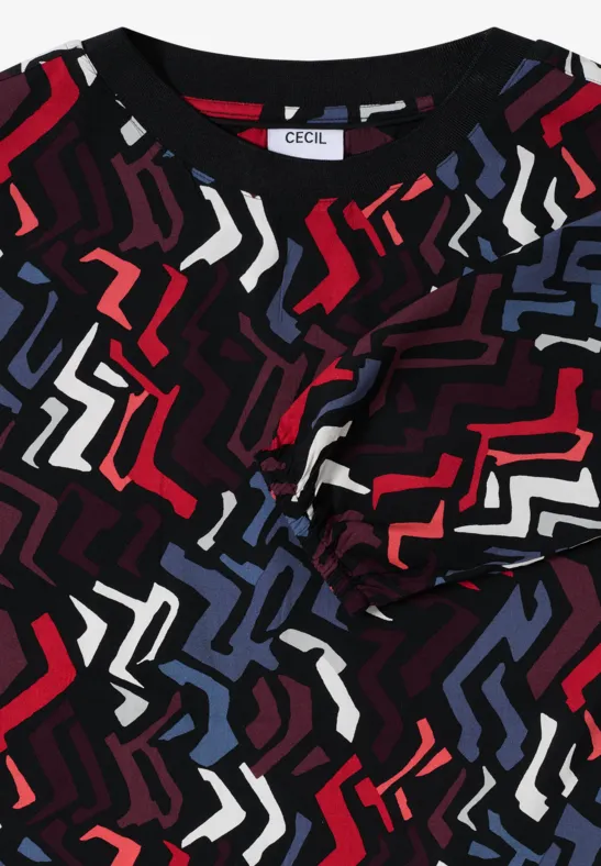 Farbenfrohes, geometrisch bedrucktes Langarmshirt