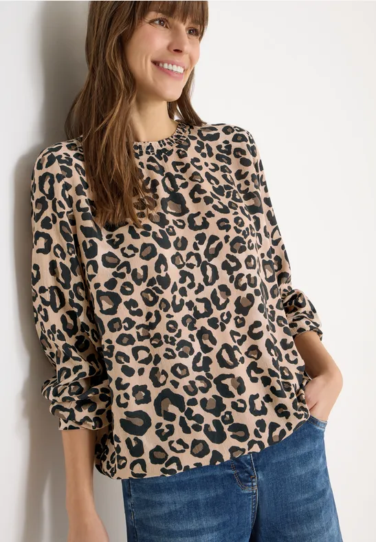 Langarmbluse mit Leopardenmuster