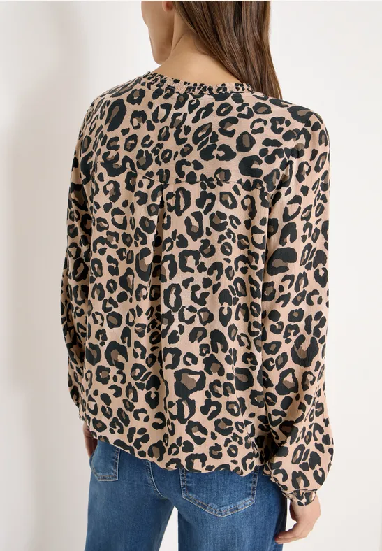 Langarmbluse mit Leopardenmuster