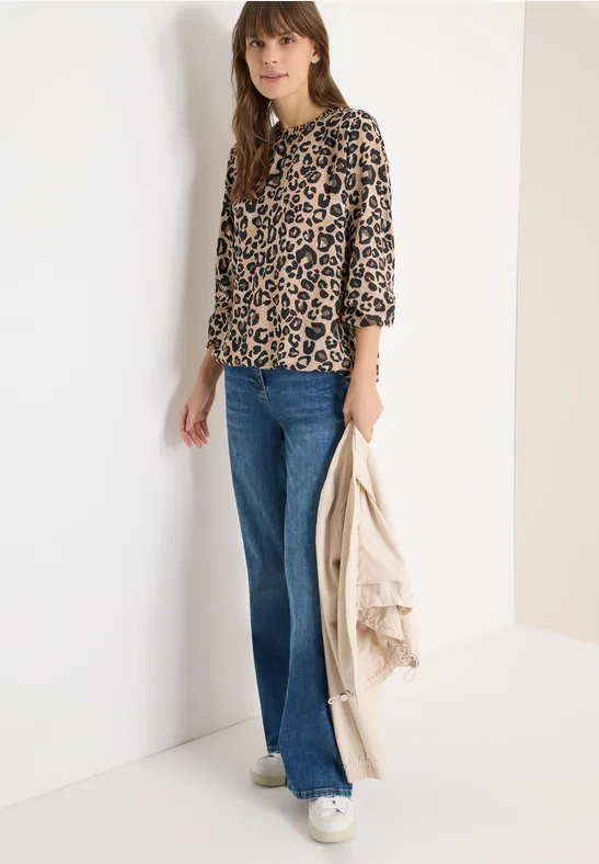 Langarmbluse mit Leopardenmuster