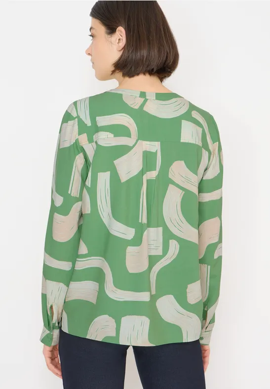 Bluse mit Grafikmuster und Schlitzkragen