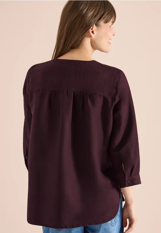 Tunika-Bluse mit Knopfleiste aus Leinenmischung