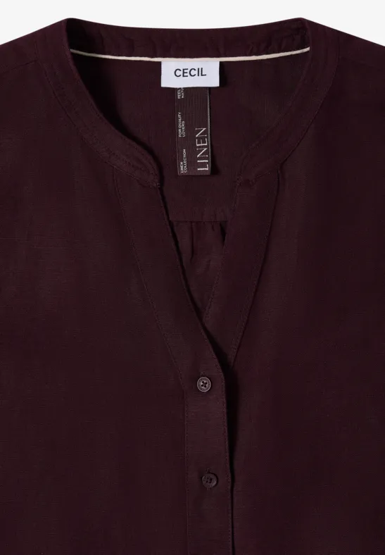 Tunika-Bluse mit Knopfleiste aus Leinenmischung