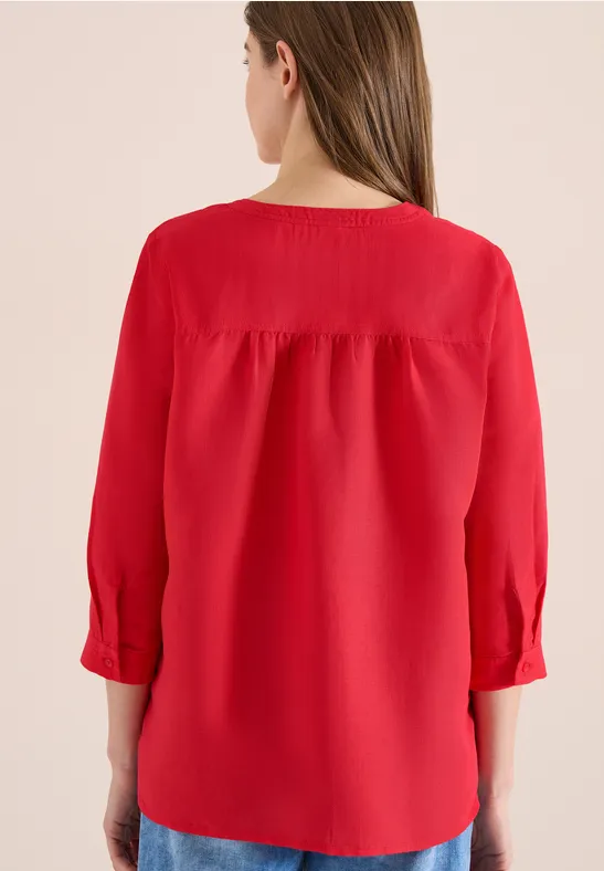 Tunika-Bluse mit Knopfleiste aus Leinenmischung
