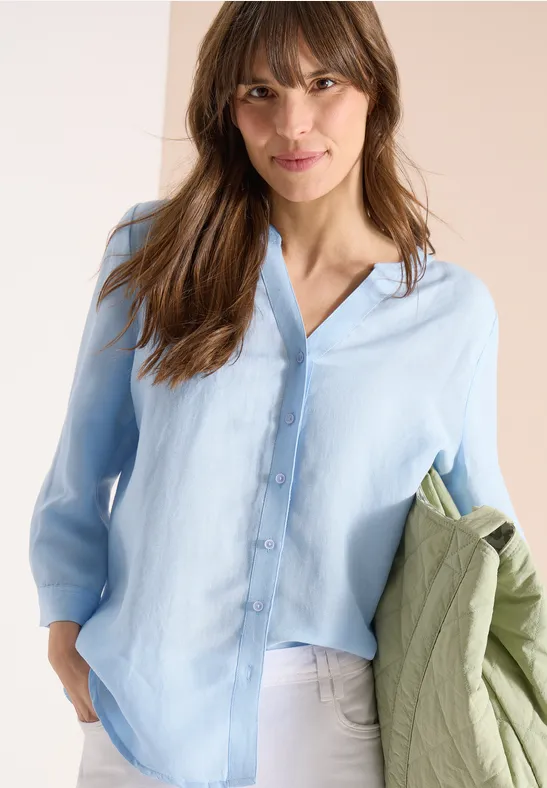 Hellblaue Bluse aus Leinenmischung