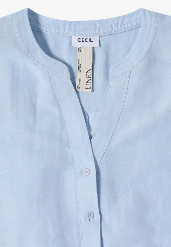 Hellblaue Bluse aus Leinenmischung