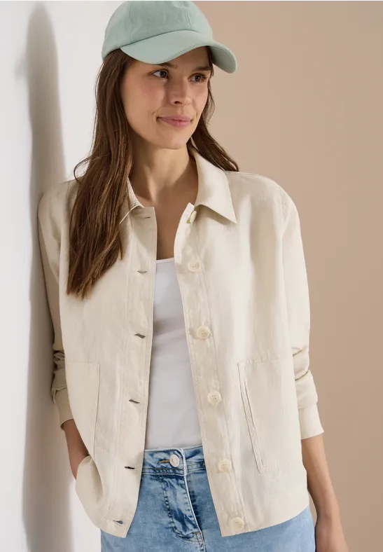 Leinenhemdjacke mit Taschen