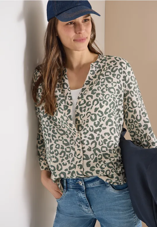 Tunika mit Animal-Print aus Leinenmischung