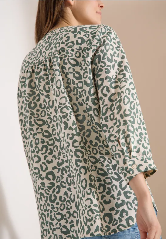 Tunika mit Animal-Print aus Leinenmischung