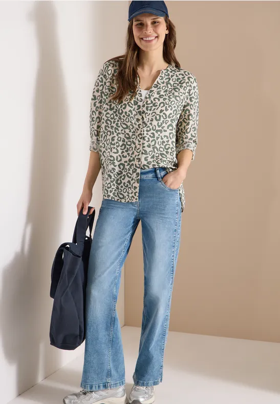 Tunika mit Animal-Print aus Leinenmischung