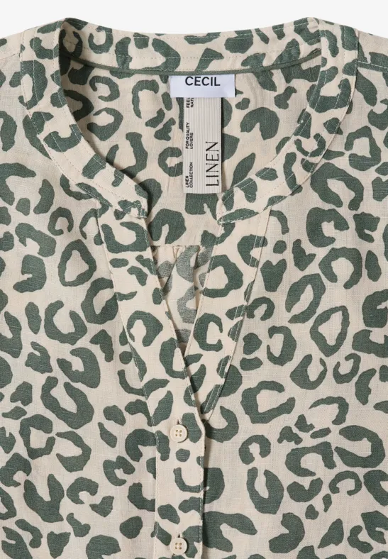 Tunika mit Animal-Print aus Leinenmischung
