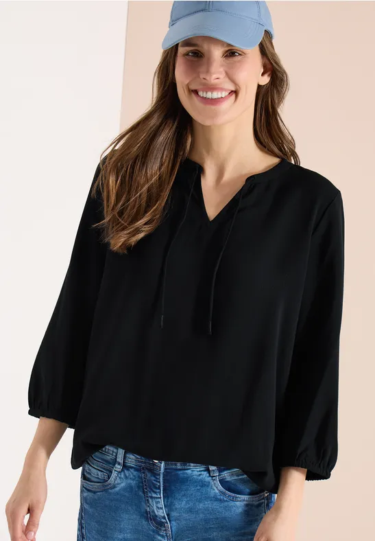 Elegante 3/4-Arm Bluse mit Bindebändern
