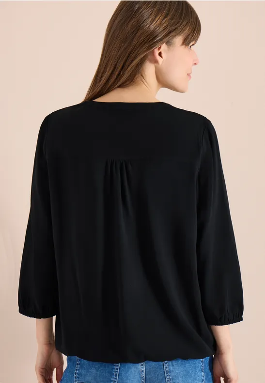 Elegante 3/4-Arm Bluse mit Bindebändern