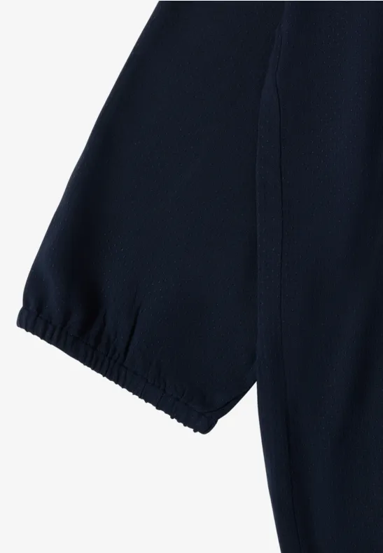 Marineblaue Damenbluse mit Schlitzkragen