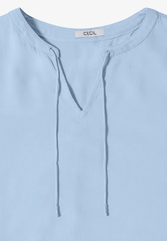 Marineblaue Damenbluse mit Schlitzkragen