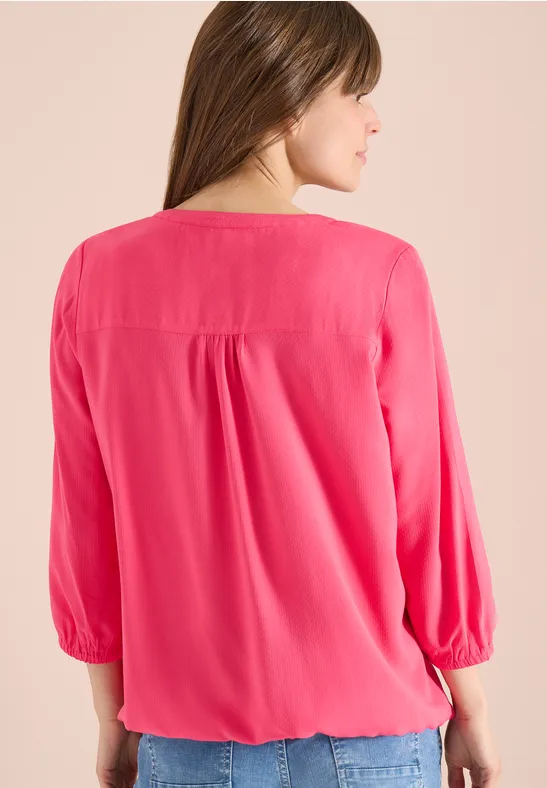 Lässige Bluse mit Schlitzkragen und 3/4-Ärmeln
