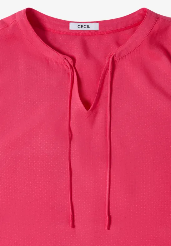 Lässige Bluse mit Schlitzkragen und 3/4-Ärmeln