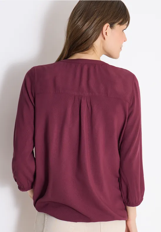 Lässige Bluse mit Schlitzkragen und 3/4-Ärmeln