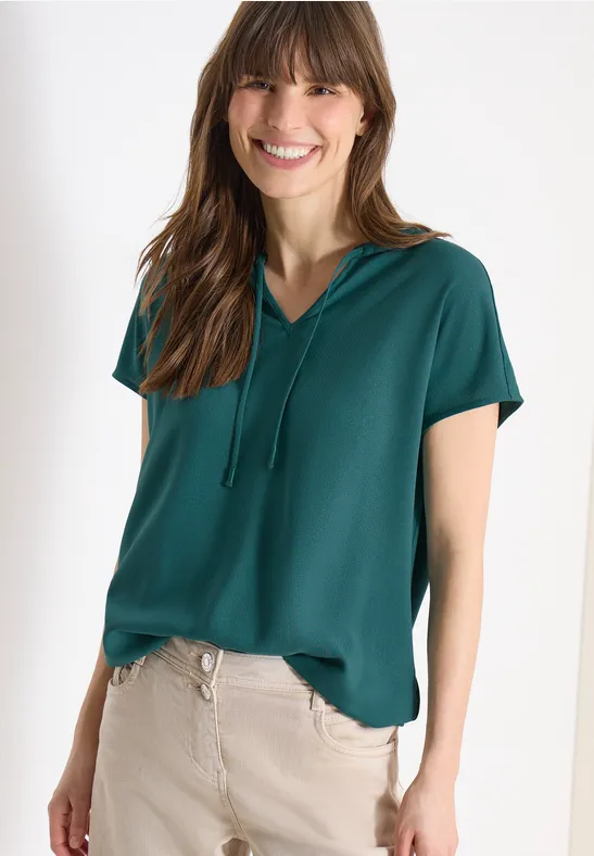 Lässiges grünes Kurzarm-Hoodie-Top