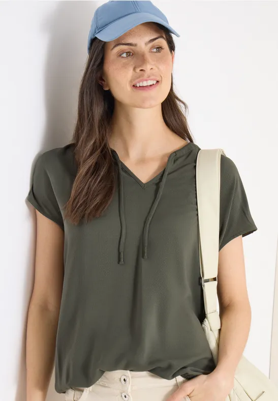 Lässiges grünes Kurzarm-Hoodie-Top