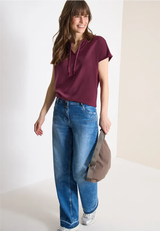 Bluse mit kurzen Ärmeln und lockerer Passform