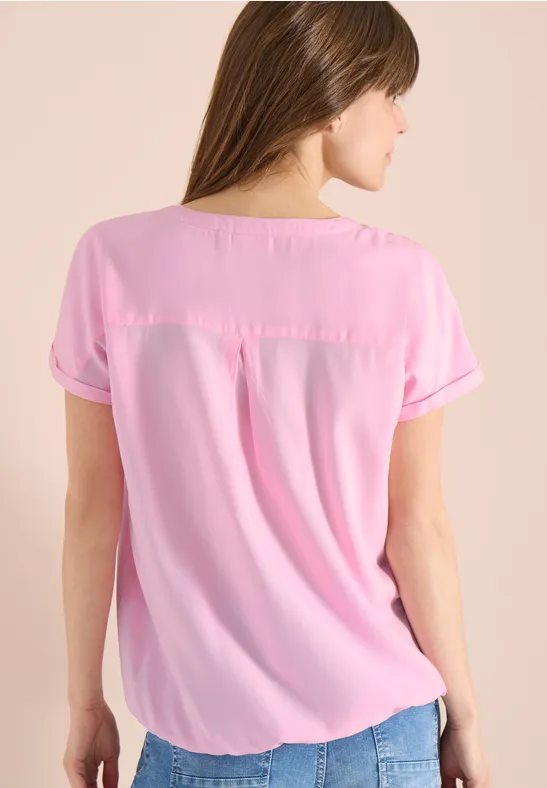 Kurzarm Bluse mit Stehkragen