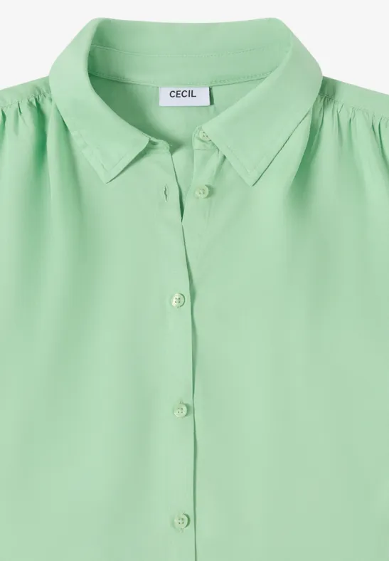 Damen Basic Kurzarm Bluse in Uni