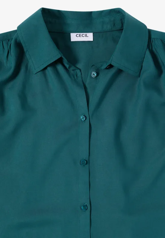 Damen Basic Kurzarm Bluse in Uni