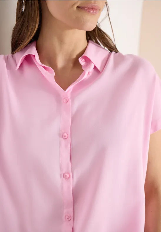 Damen Kurzarm Bluse mit Knopfleiste