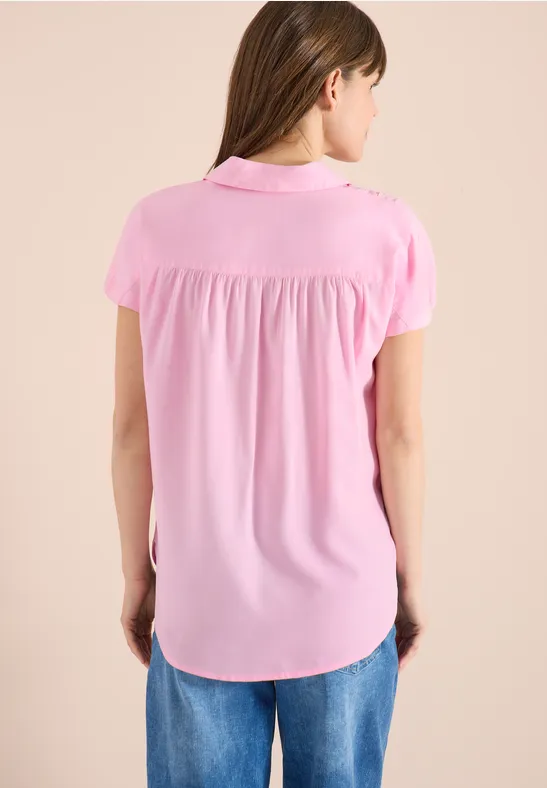 Damen Kurzarm Bluse mit Knopfleiste