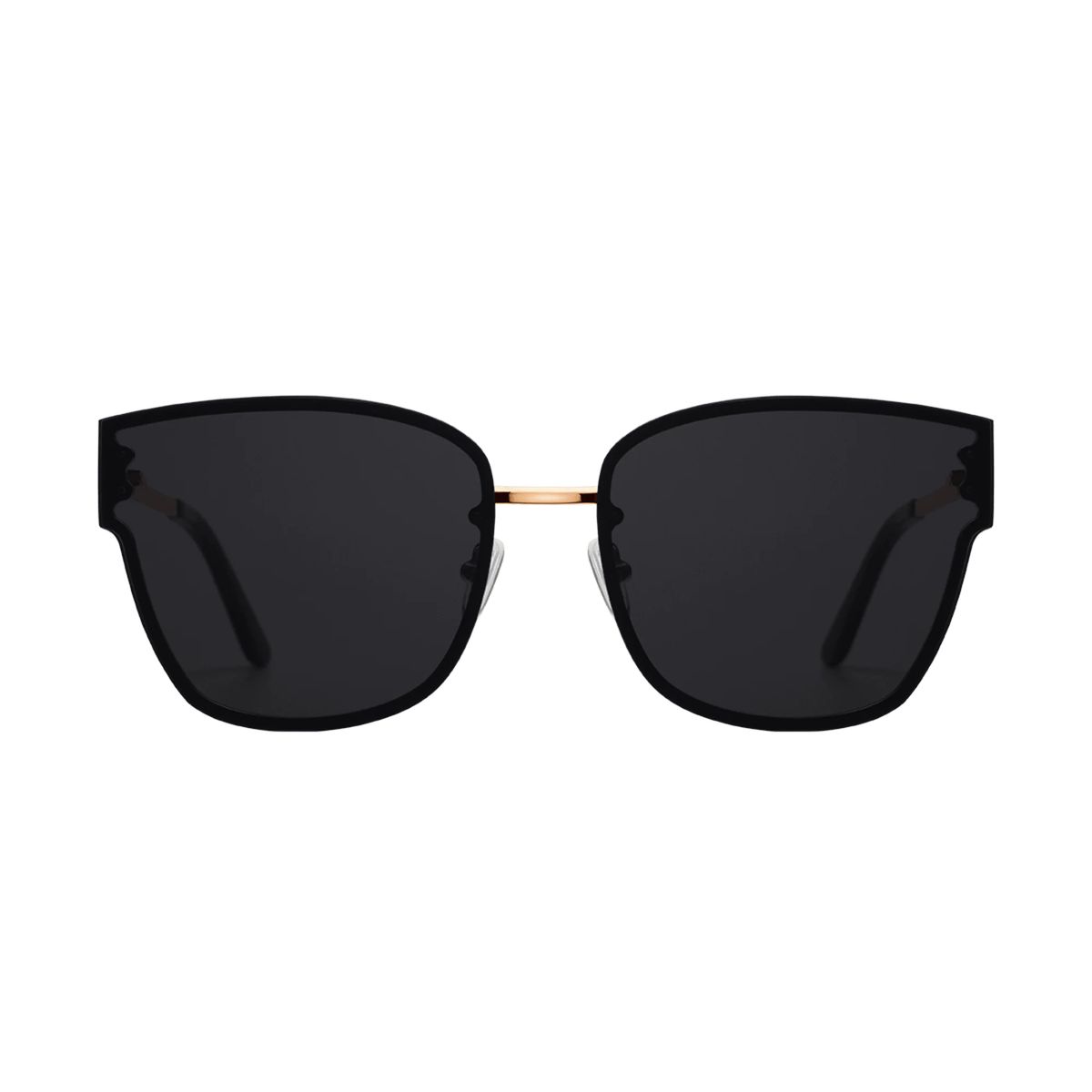 Schwarze modische Sonnenbrille mit goldener Brücke