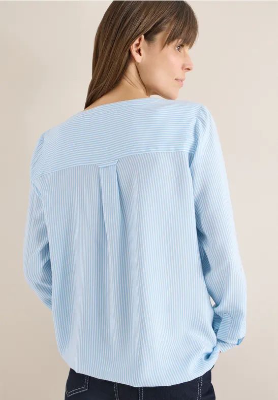 Gestreifte Langarm Bluse mit V-Ausschnitt