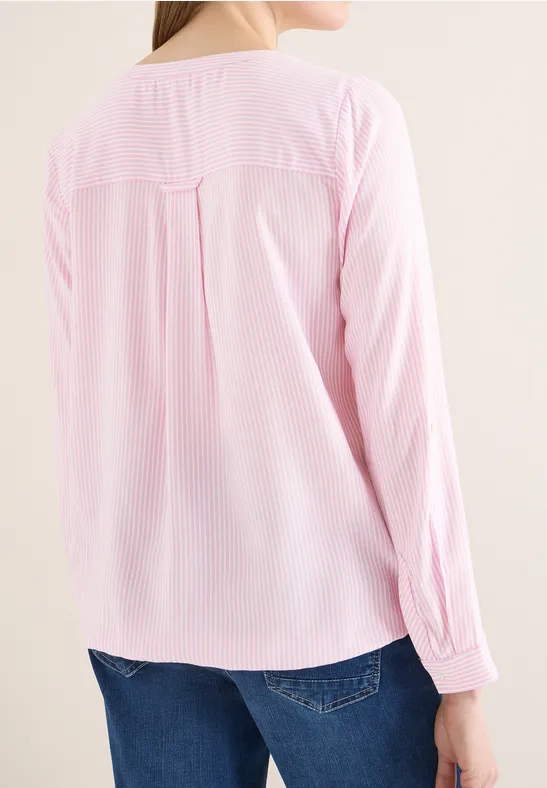 Gestreifte 3/4-Arm Bluse mit Knopfleiste