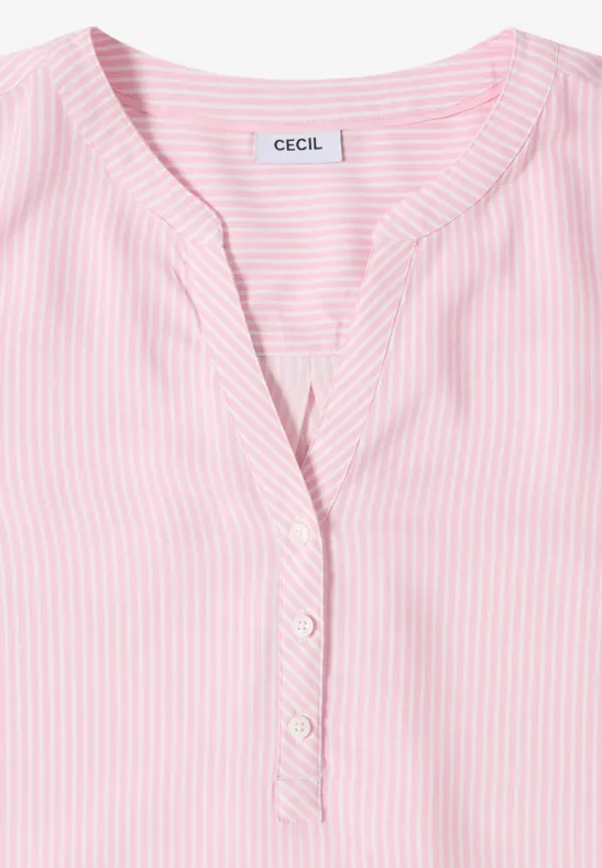 Gestreifte 3/4-Arm Bluse mit Knopfleiste